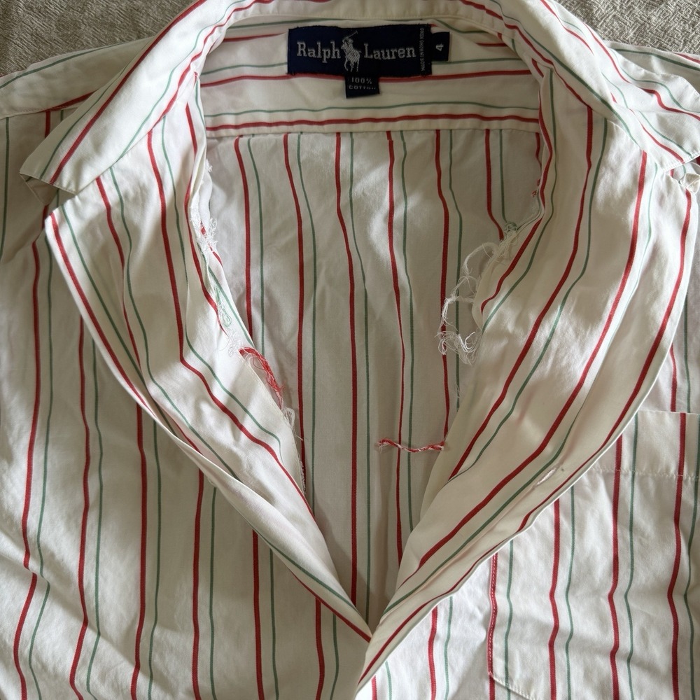 VTG 90s Ralph Lauren Blue Label Striped Shirt Womens 4 Sleeve Pony Preppy - Picture 5 of 8